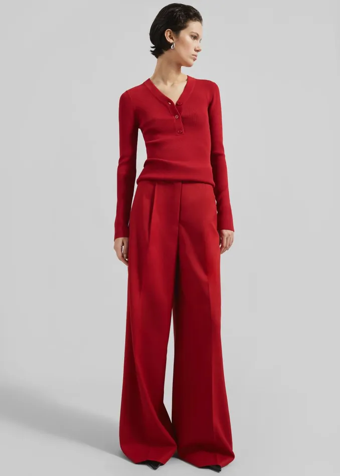 Women Kamila Wide Leg Trousers 8211 Red The Frankie Shop Bottoms