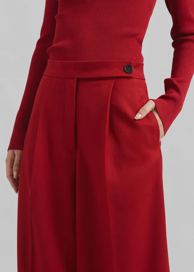 Women Kamila Wide Leg Trousers 8211 Red The Frankie Shop Bottoms