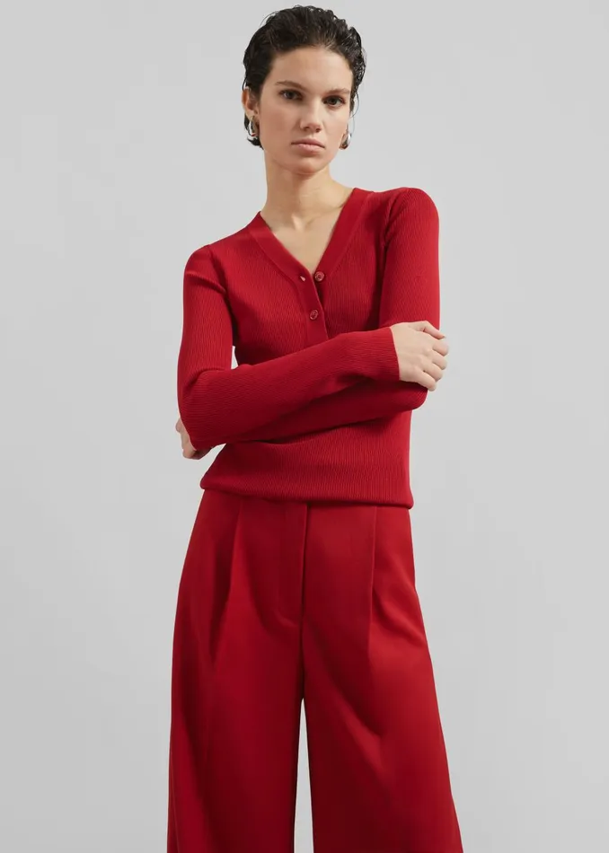 Women Kamila Wide Leg Trousers 8211 Red The Frankie Shop Bottoms