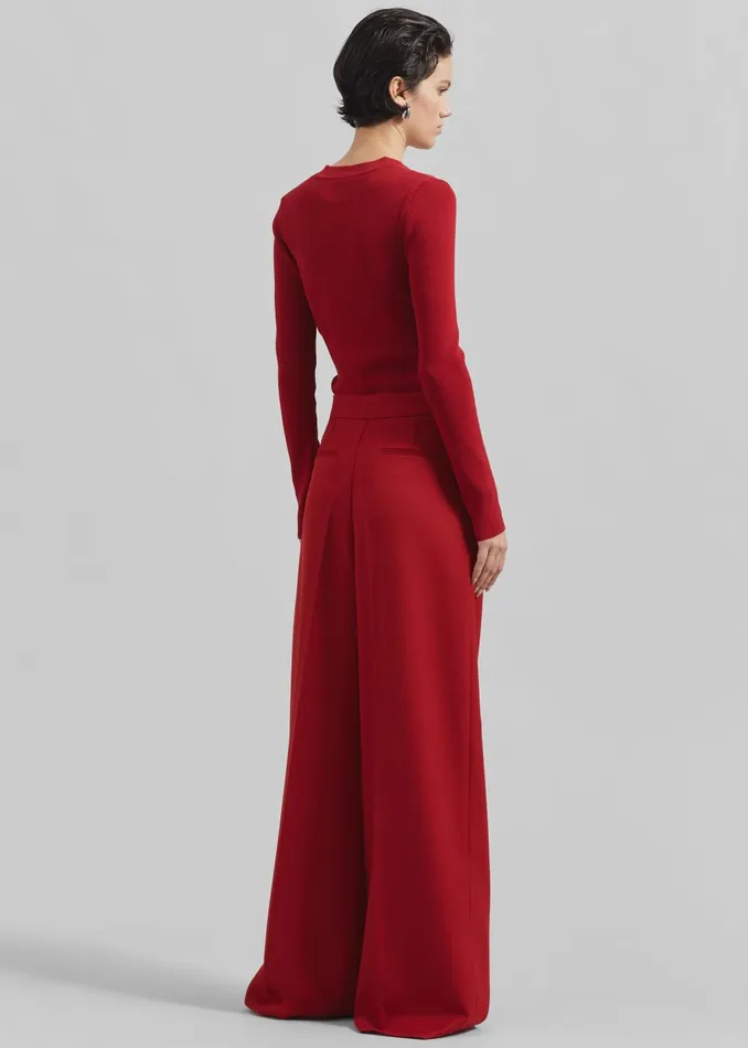 Women Kamila Wide Leg Trousers 8211 Red The Frankie Shop Bottoms