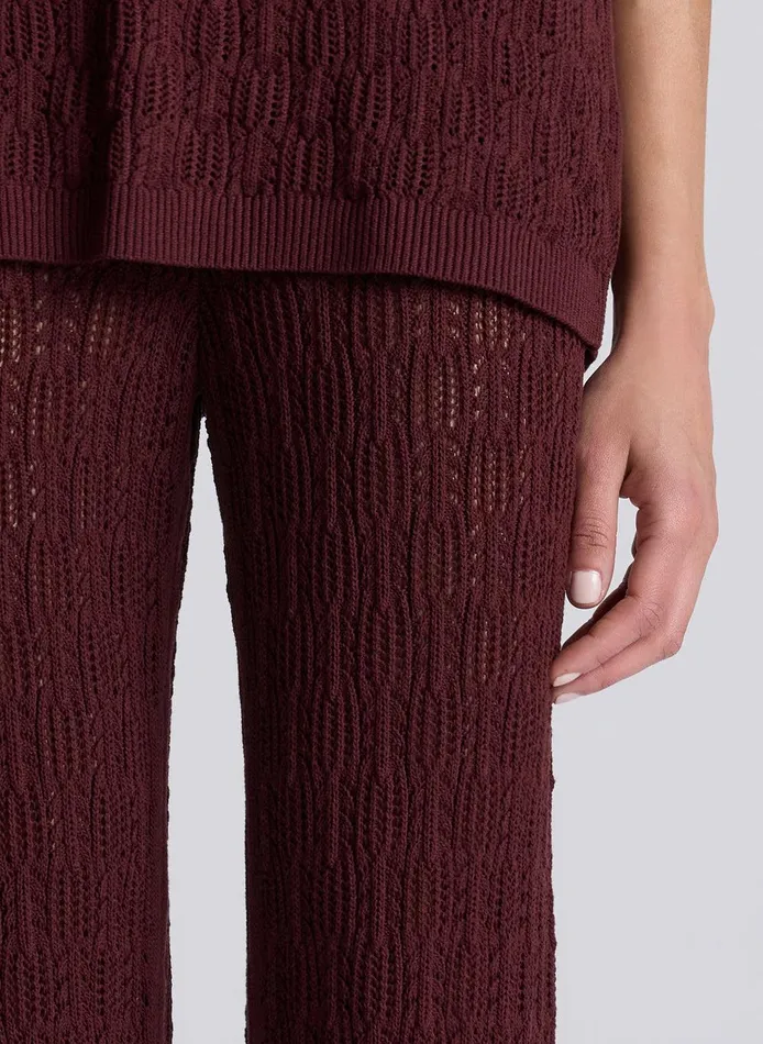 Women Keeley Pointelle Knit Pant Burgundy ALC Bottoms