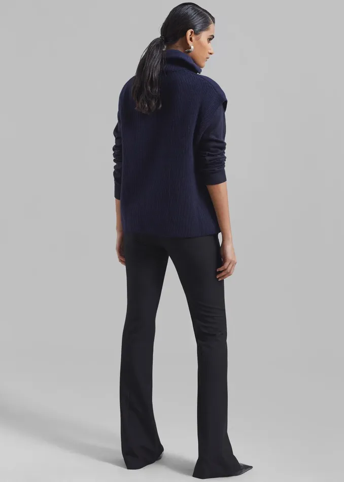 Women Kellan Wool Blend Sleeveless Zip Turtleneck 8211 Navy The Frankie Shop Knitwear