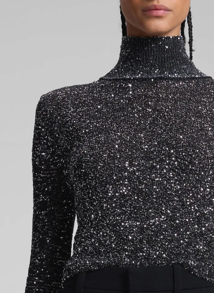 Women Kendall Sequin Embellished Top Blacksilver ALC Tops