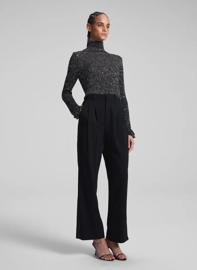 Women Kendall Sequin Embellished Top Blacksilver ALC Tops