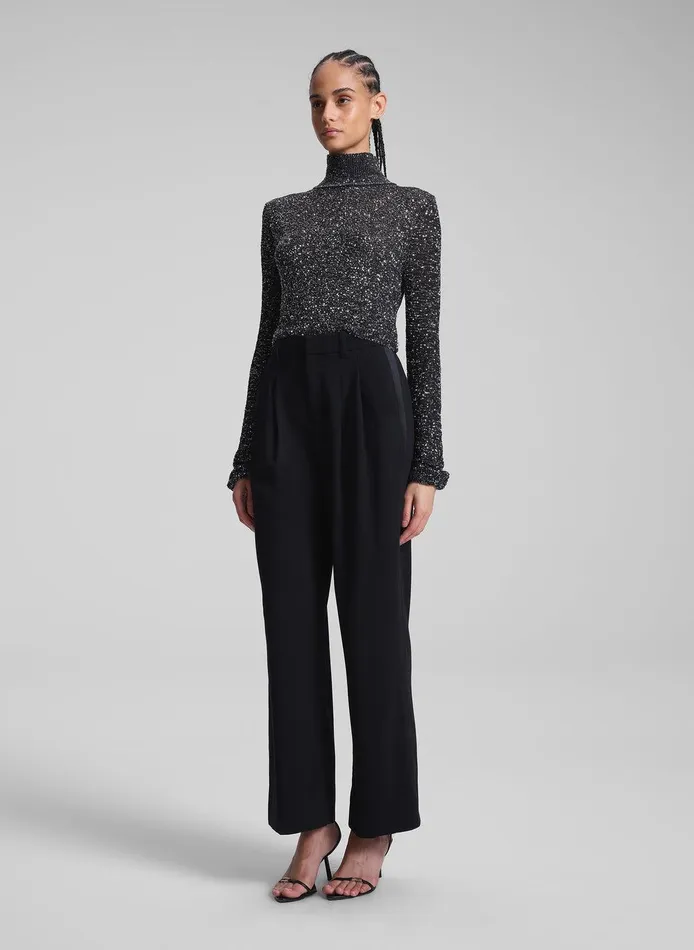 Women Kendall Sequin Embellished Top Blacksilver ALC Tops
