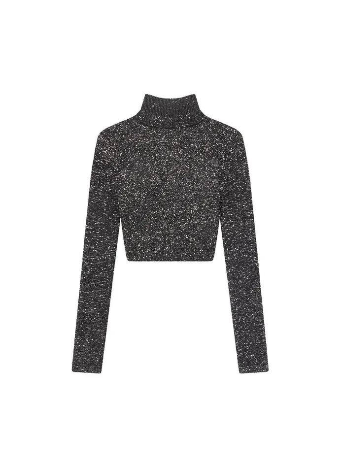 Women Kendall Sequin Embellished Top Blacksilver ALC Tops