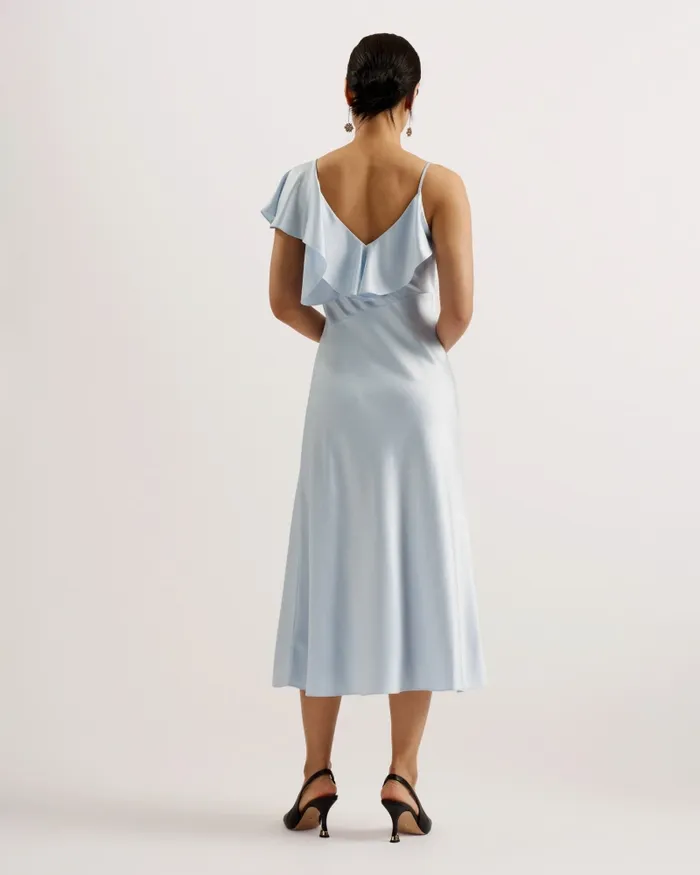 Women KEOMI 8211 Ruffle Neck Satin Midi Slip Dress Light Blue Ted Baker Dresses Women KEOMI 8211 Ruffle Neck Satin Midi Slip Dress Light Blue Ted Baker Dresses