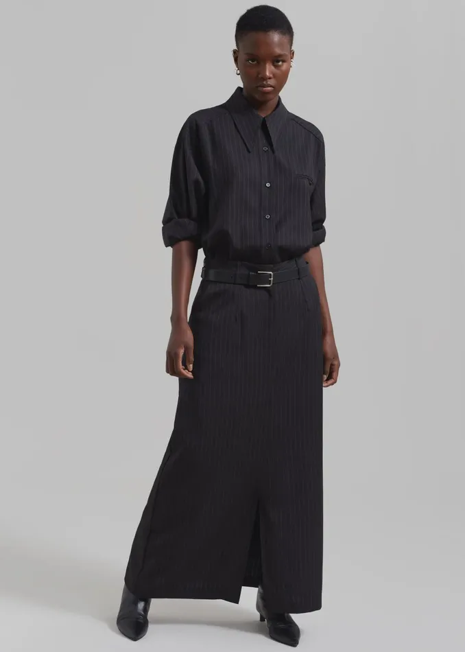 Women Kerry Maxi Skirt 8211 Black Pinstripe The Frankie Shop Bottoms