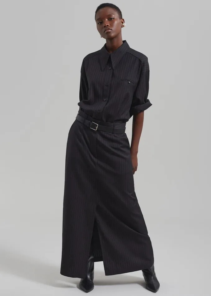 Women Kerry Maxi Skirt 8211 Black Pinstripe The Frankie Shop Bottoms