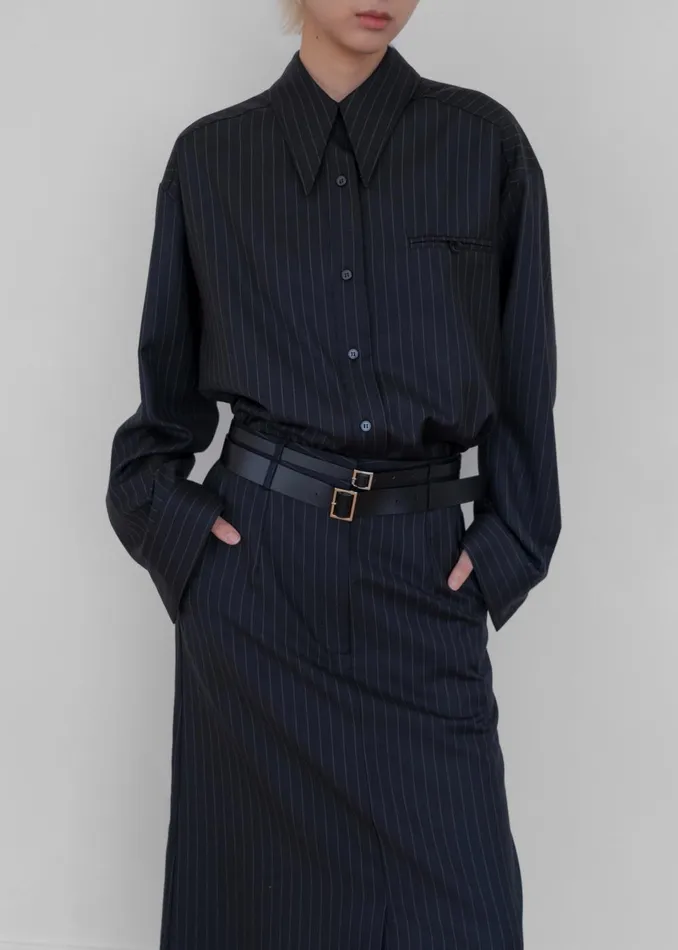 Women Kerry Maxi Skirt 8211 Black Pinstripe The Frankie Shop Bottoms