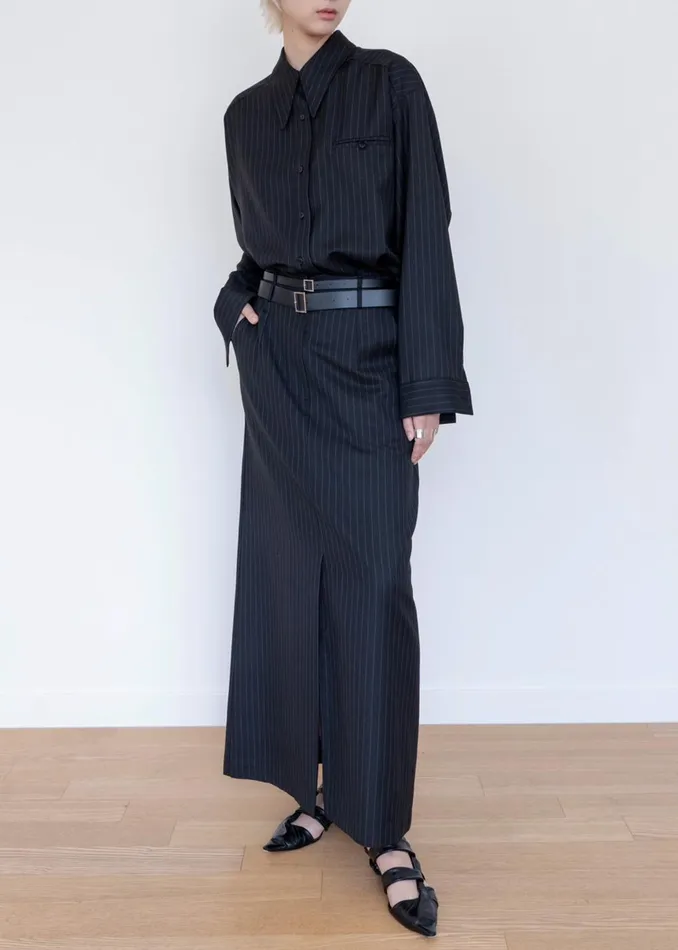 Women Kerry Maxi Skirt 8211 Black Pinstripe The Frankie Shop Bottoms