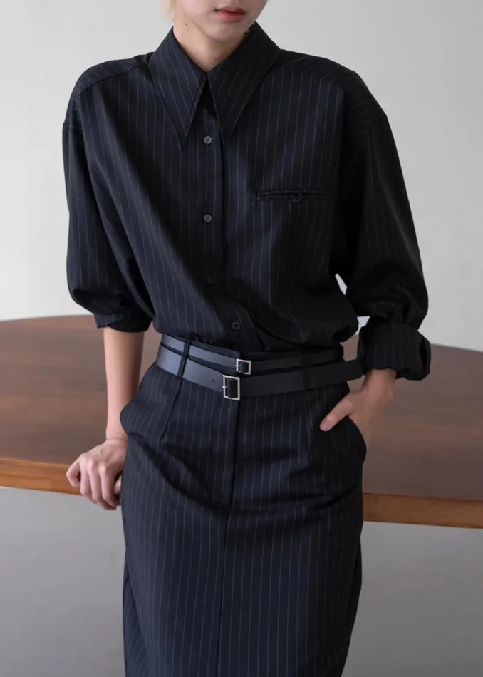 Women Kerry Maxi Skirt 8211 Black Pinstripe The Frankie Shop Bottoms