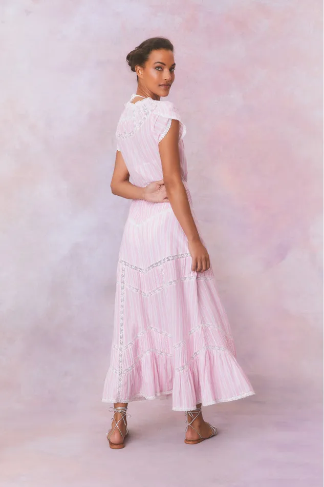 WomenKids Dresses LoveShackFancy Remi Cotton Stripe Maxi Dress Captiva Pink