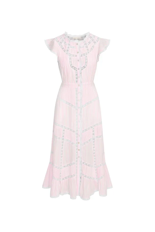 WomenKids Dresses LoveShackFancy Remi Cotton Stripe Maxi Dress Captiva Pink