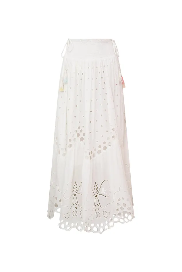 WomenKids Skirts LoveShackFancy Cassaro Eyelet Cotton Maxi Skirt Soft White