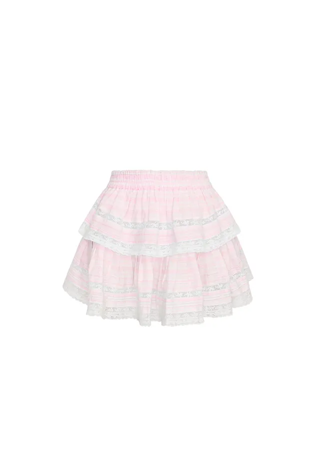 WomenKids Skirts LoveShackFancy Ruffle Mini Stripe Cotton Skirt Captiva Pink