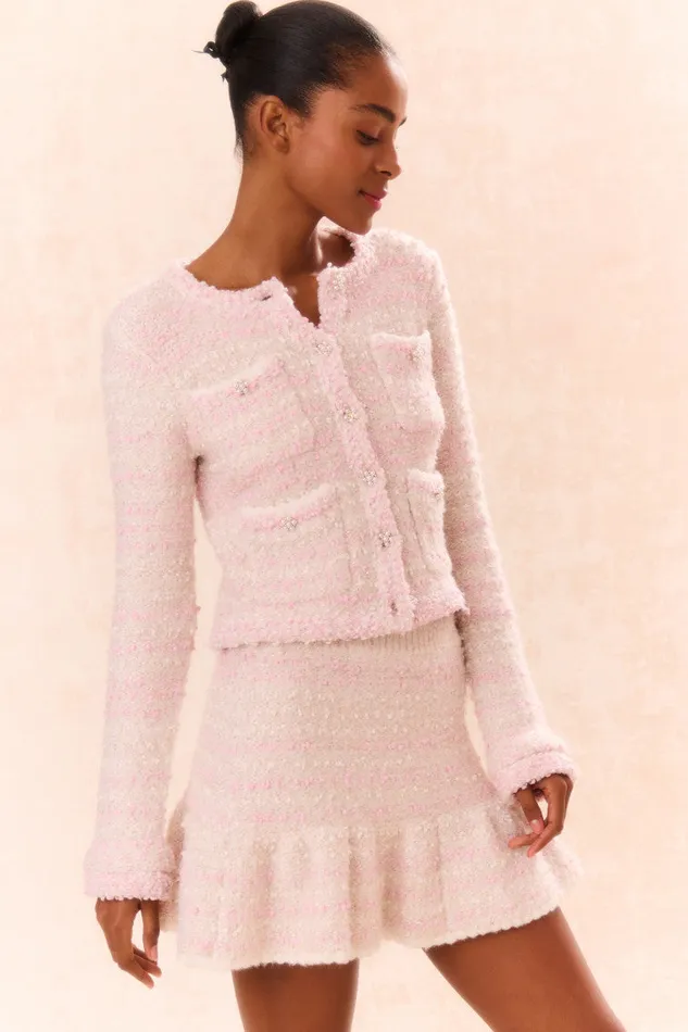 WomenKids Skirts LoveShackFancy Velman Knit Mini Skirt Vanilla Blush