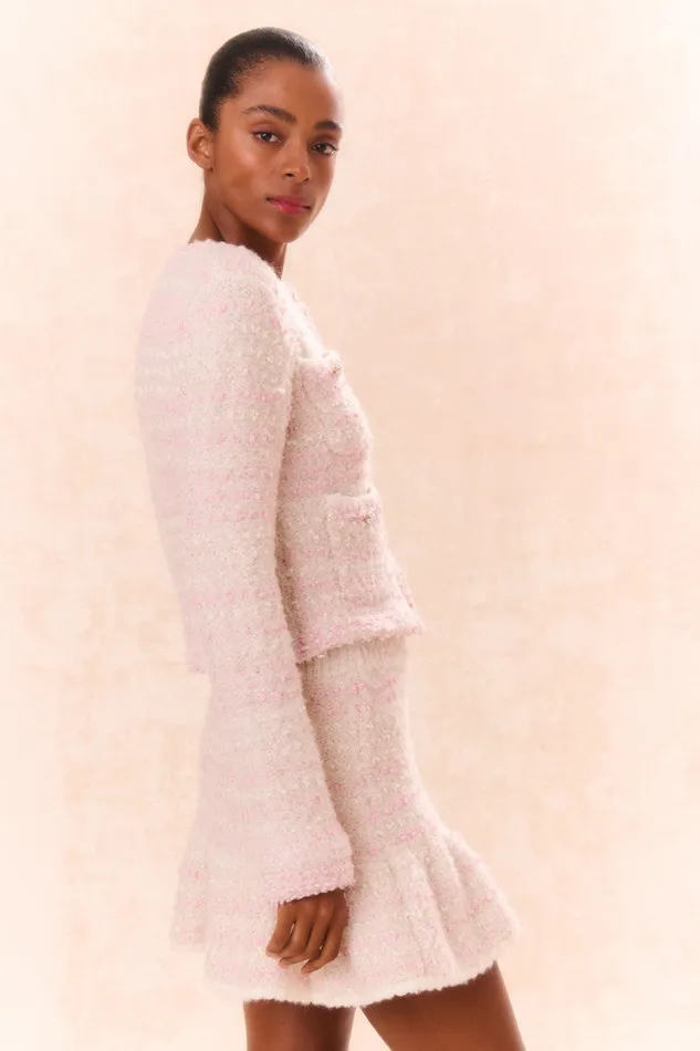 WomenKids Skirts LoveShackFancy Velman Knit Mini Skirt Vanilla Blush