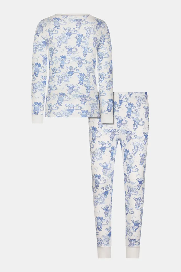 WomenKids Sleepwear LoveShackFancy Roller Rabbit Pastiche De Monkey Pajama Blue