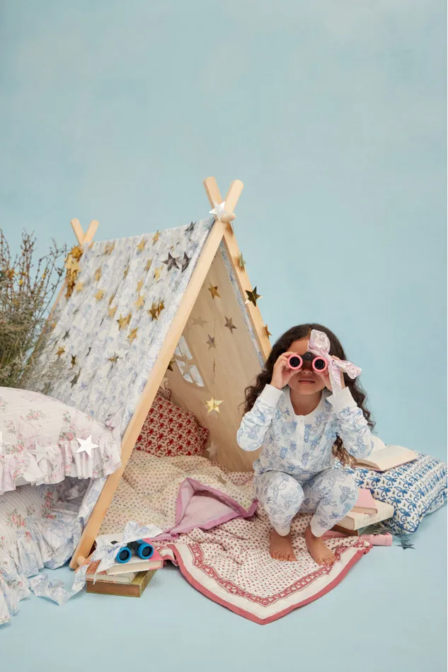 WomenKids Sleepwear LoveShackFancy Roller Rabbit Pastiche De Monkey Pajama Blue