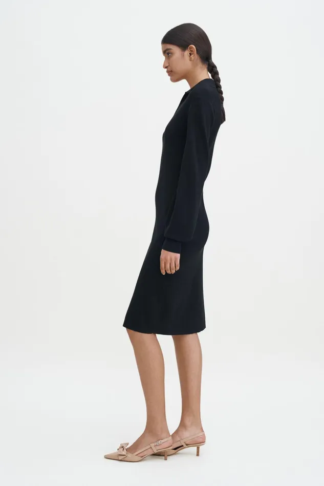 Women Knit Polo Dress Black Filippa K Dresses