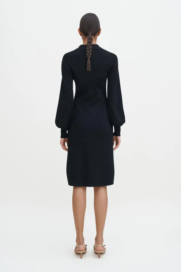 Women Knit Polo Dress Black Filippa K Dresses