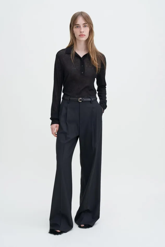 Women Knit Polo Sweater Black Filippa K Knitwear