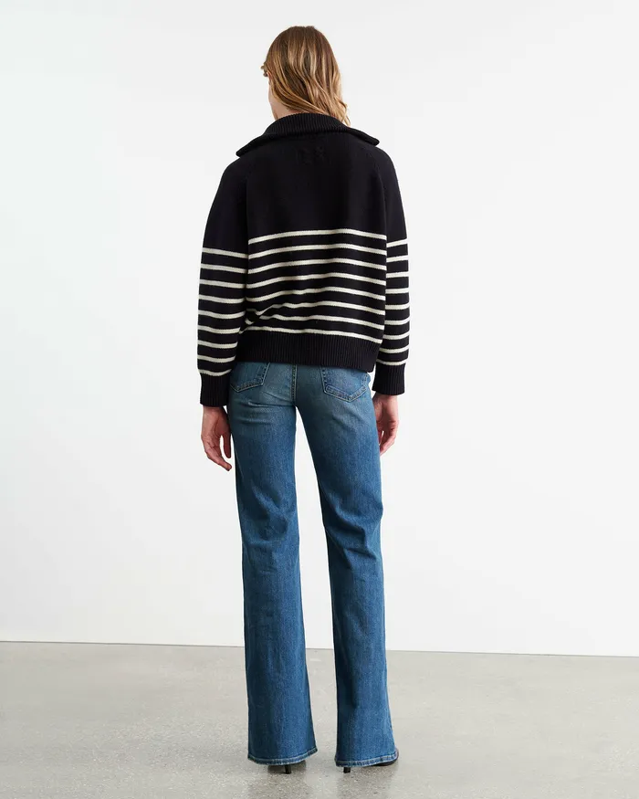 Women Knits and Sweaters Nili Lotan GANZE SWEATER IvoryDark Navy Stripe