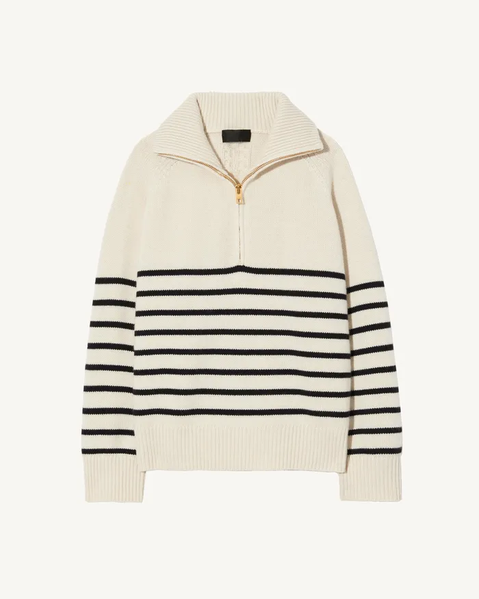 Women Knits and Sweaters Nili Lotan GANZE SWEATER IvoryDark Navy Stripe
