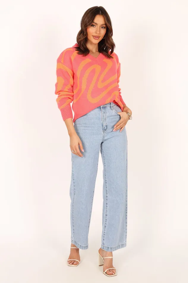 Women Knitwear petalandpup Rosalee Pattern Knit Sweater 8211 Pink Pink