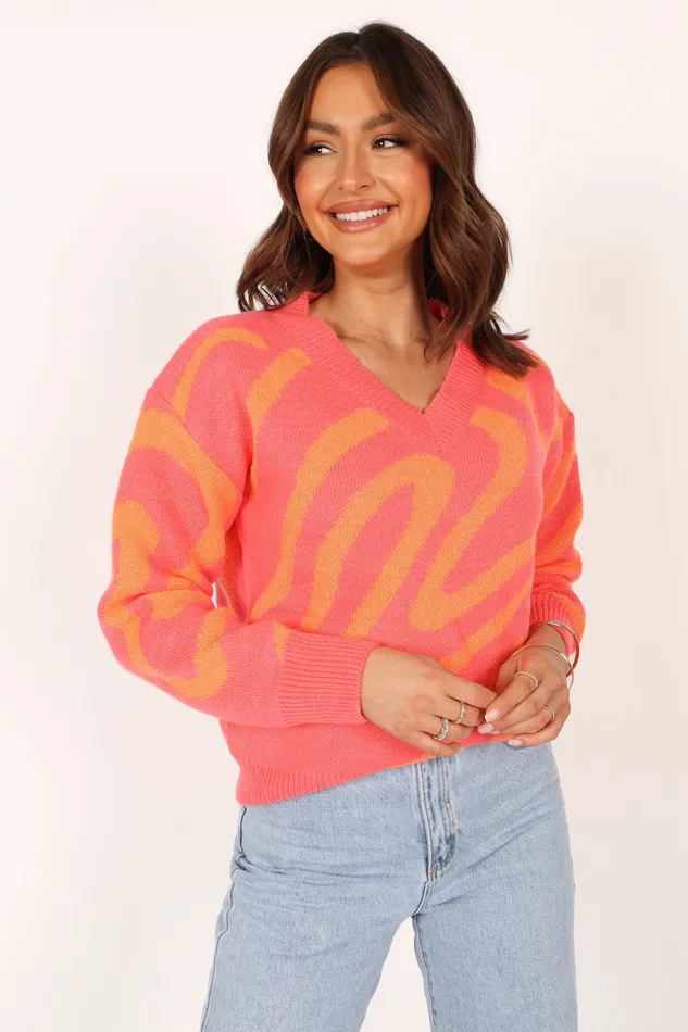 Women Knitwear petalandpup Rosalee Pattern Knit Sweater 8211 Pink Pink