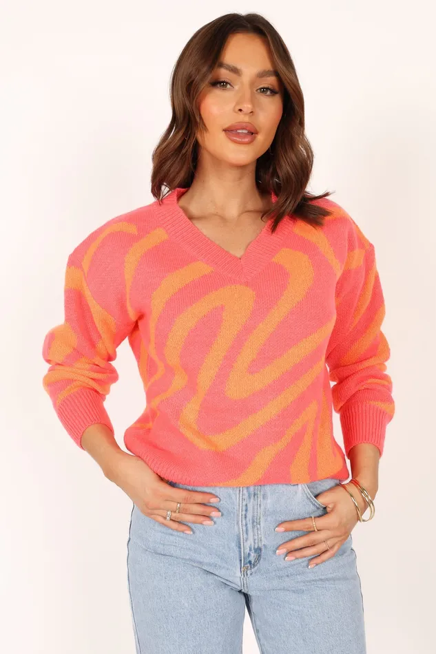 Women Knitwear petalandpup Rosalee Pattern Knit Sweater 8211 Pink Pink