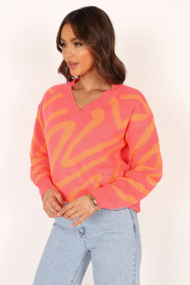 Women Knitwear petalandpup Rosalee Pattern Knit Sweater 8211 Pink Pink
