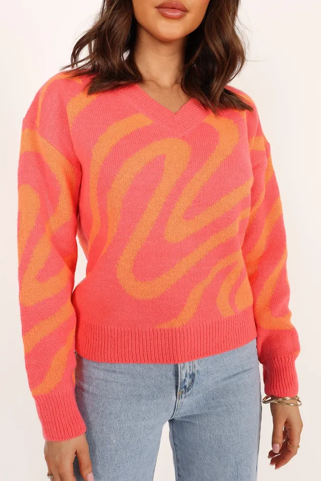 Women Knitwear petalandpup Rosalee Pattern Knit Sweater 8211 Pink Pink