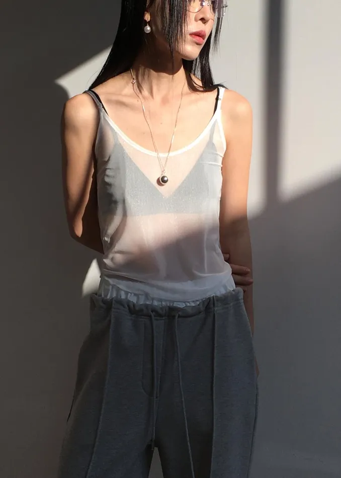 Women Kyla Sheer Tank Top 8211 White The Frankie Shop Tops