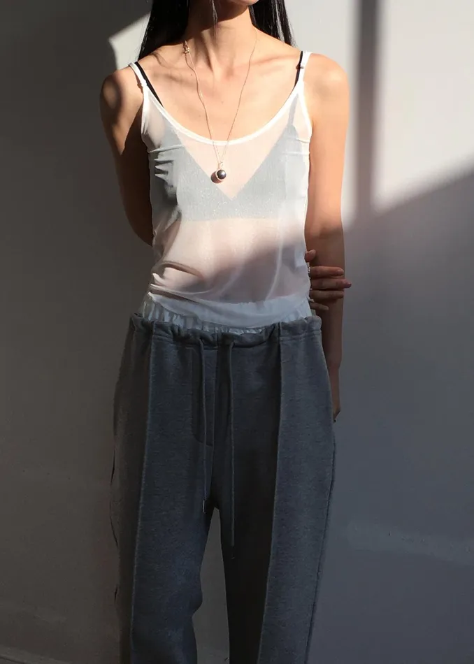 Women Kyla Sheer Tank Top 8211 White The Frankie Shop Tops