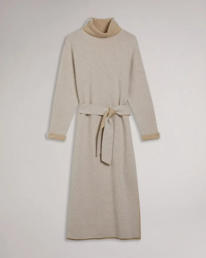 Women LARALEE 8211 Relaxed Fit Knitted Dress Natural Ted Baker Dresses