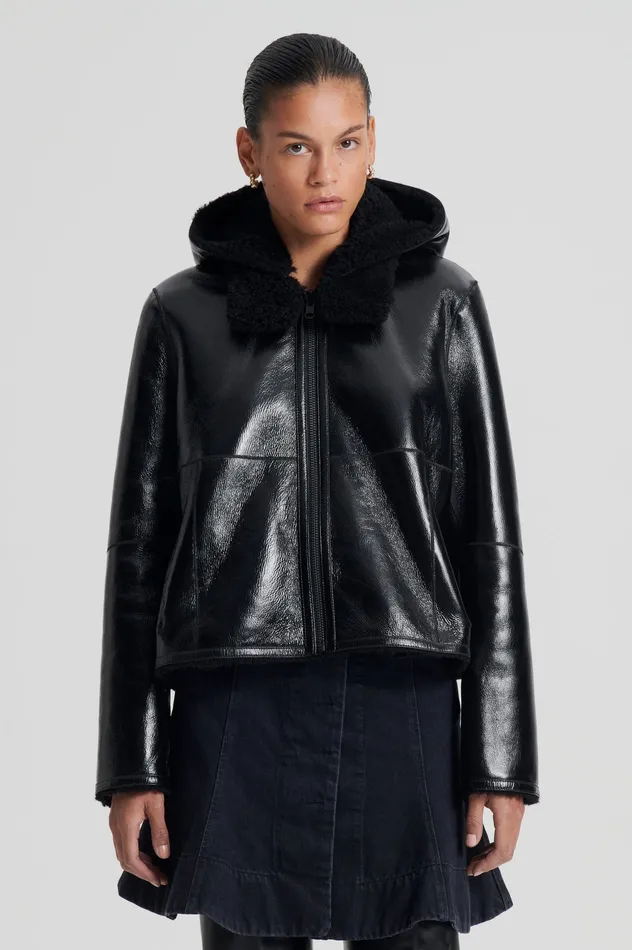 Women Leather Scanlan Theodore SHEARLING JACKET BLACKBLACK Women Leather Scanlan Theodore SHEARLING JACKET BLACKBLACK
