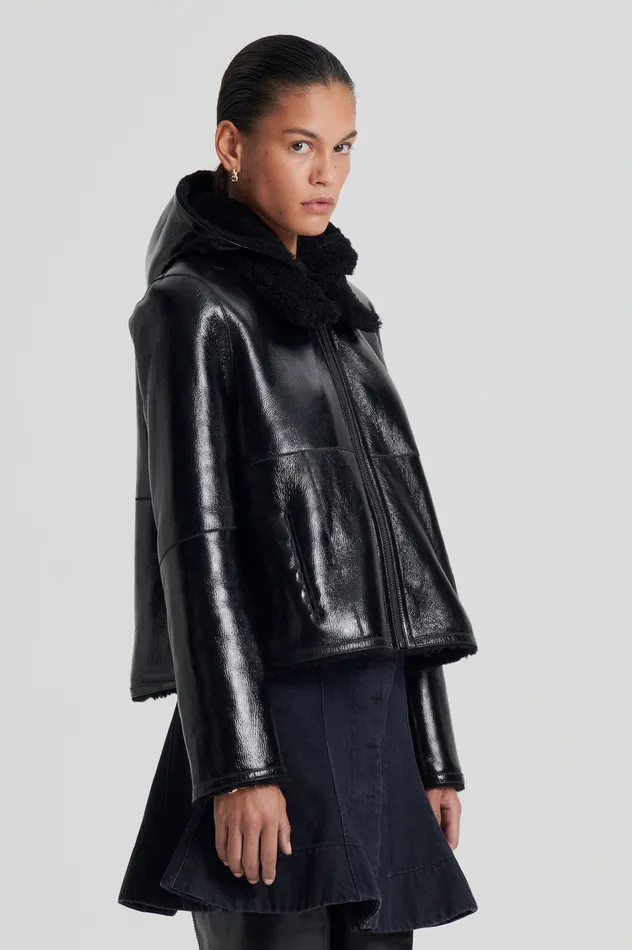 Women Leather Scanlan Theodore SHEARLING JACKET BLACKBLACK Women Leather Scanlan Theodore SHEARLING JACKET BLACKBLACK