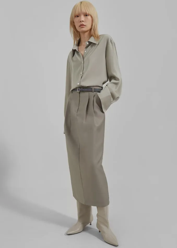 Women Letty Midi Pencil Skirt 8211 Khaki The Frankie Shop Bottoms