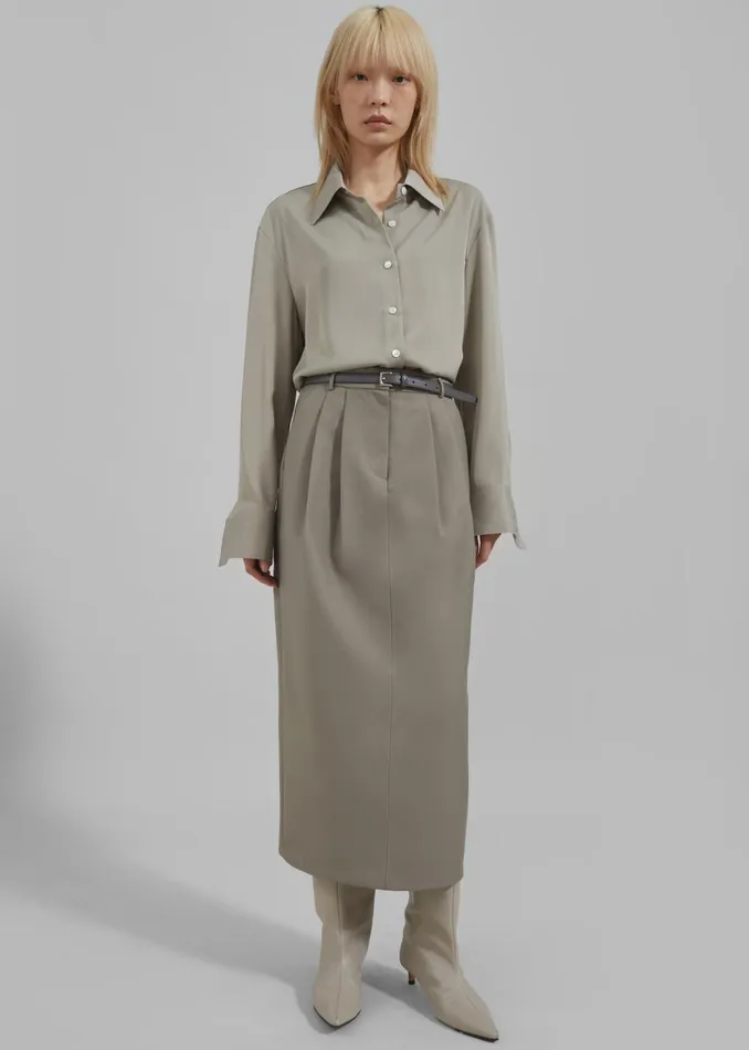 Women Letty Midi Pencil Skirt 8211 Khaki The Frankie Shop Bottoms