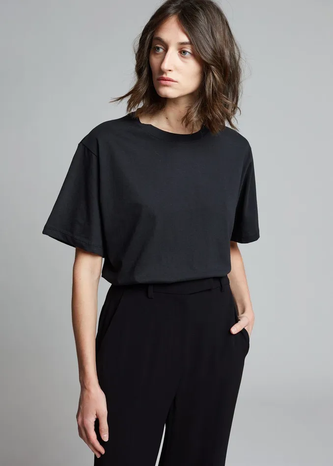 Women Lilou Simple Tee 8211 Black The Frankie Shop Tops