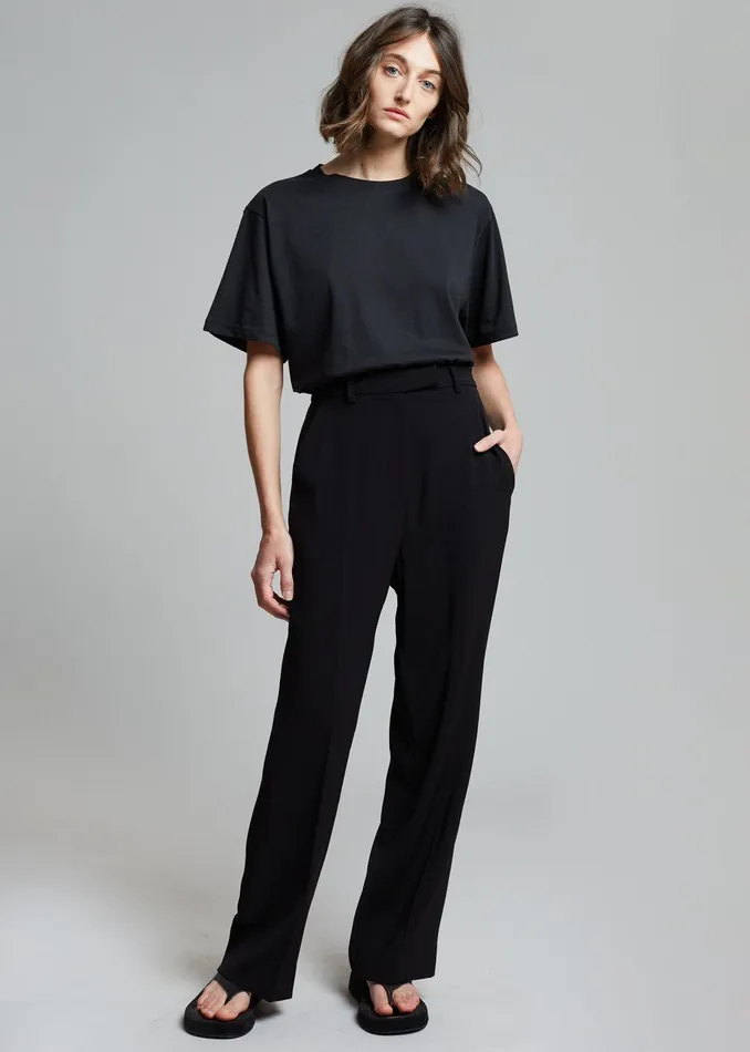 Women Lilou Simple Tee 8211 Black The Frankie Shop Tops