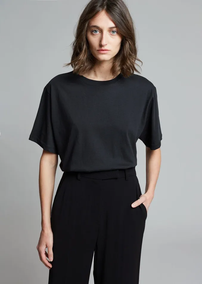 Women Lilou Simple Tee 8211 Black The Frankie Shop Tops