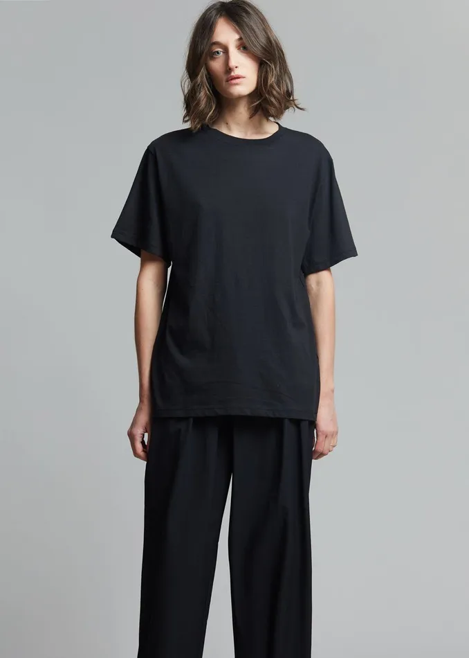 Women Lilou Simple Tee 8211 Black The Frankie Shop Tops