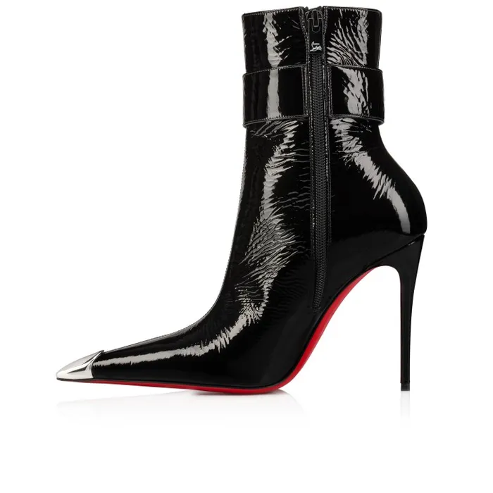 Women Lock Me Up Booty 100 Mm Low Boots 8211 Vog Patent Leather 8211 Black Christian Louboutin Boots