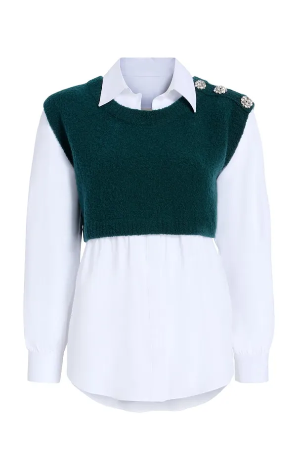 Women Long Sleeve Tops Cinq Sept Alden Pullover Green Onyxwhite