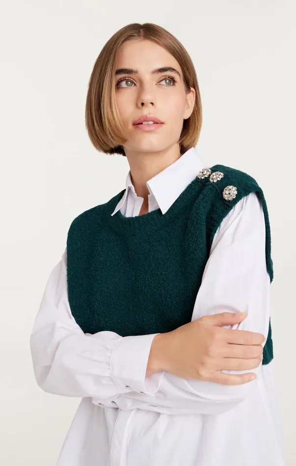 Women Long Sleeve Tops Cinq Sept Alden Pullover Green Onyxwhite