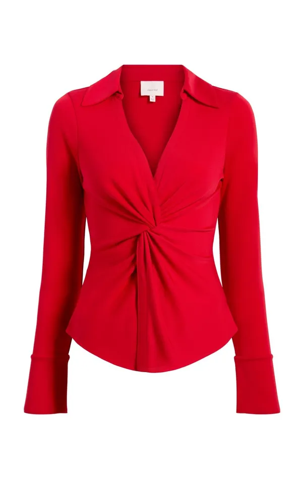 Women Long Sleeve Tops Cinq Sept Matte Jersey Mckenna Top Candy Apple