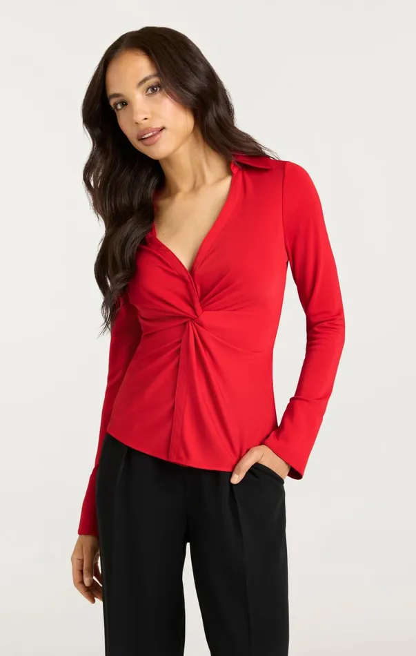 Women Long Sleeve Tops Cinq Sept Matte Jersey Mckenna Top Candy Apple